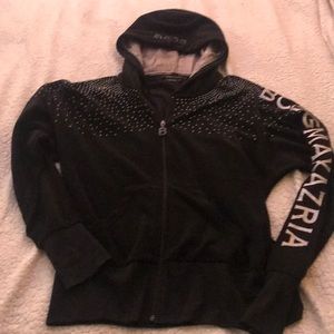 BCBGMAXAZRIA velour bejeweled zip hoodie